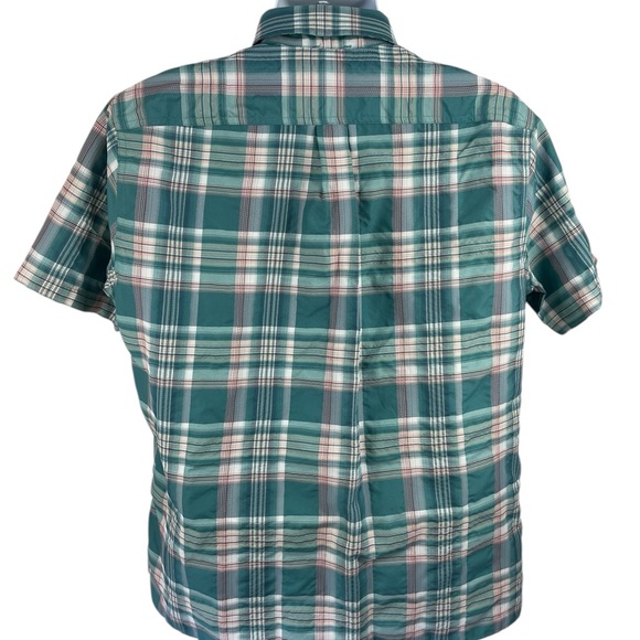 Eddie Bauer Fishing Green Plaid Button-Down Short Sleeved Shirt, Size Medium - Picture 2 of 7